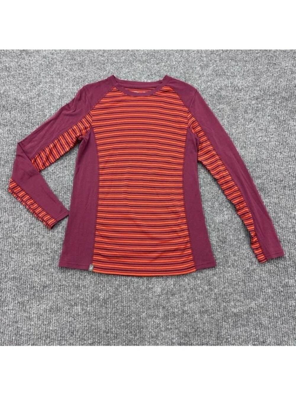Ibex Woolies 2 Striped Base Layer Crew 100% Merino Wool LS Shirt Mens sz Medium